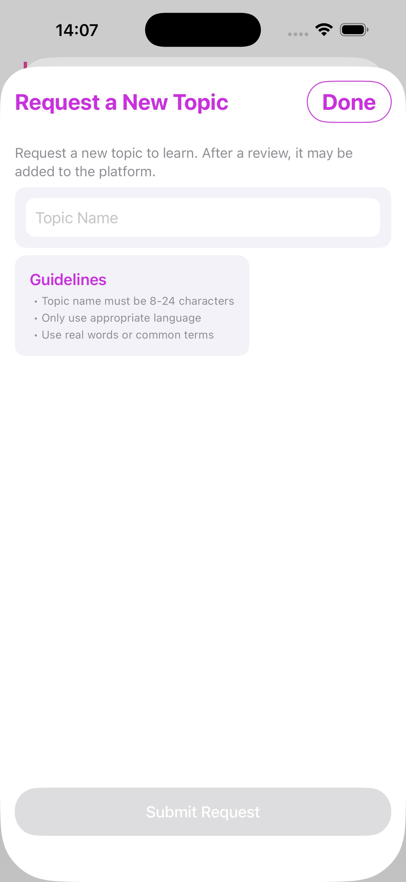 Request a New Topic